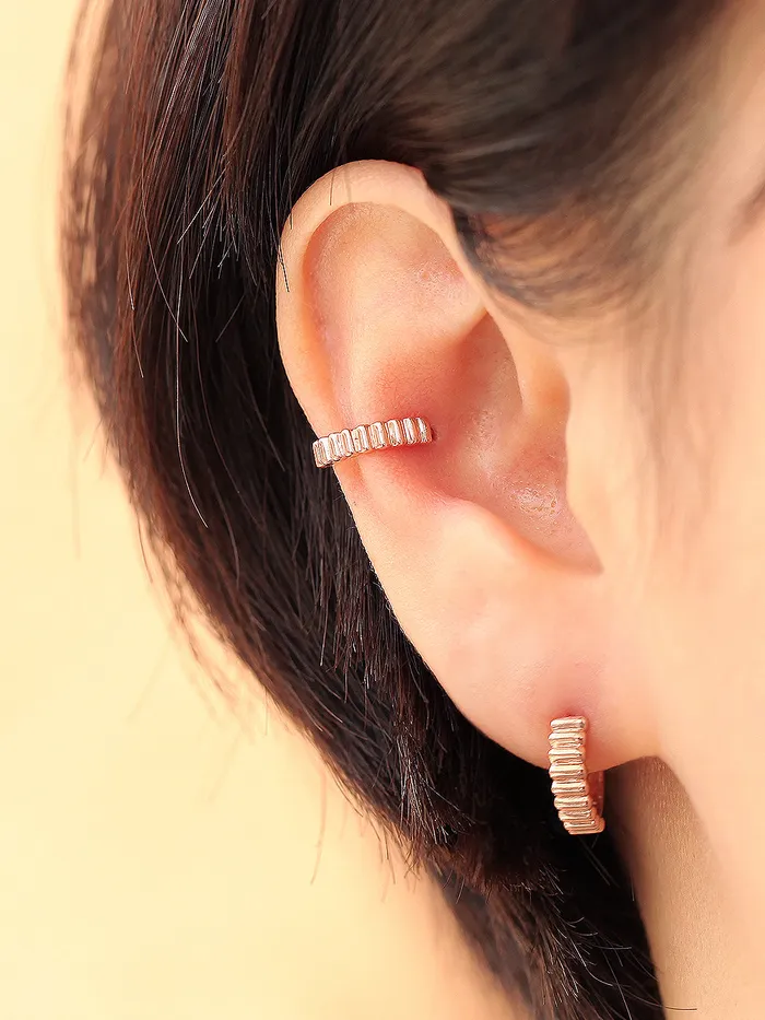 14K Gold Gear Hoop Earring MinimalBijoux Earrings