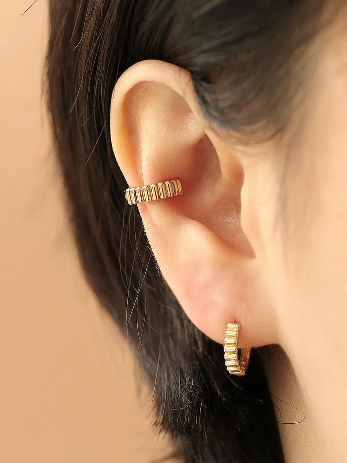 14K Gold Gear Hoop Earring MinimalBijoux Earrings