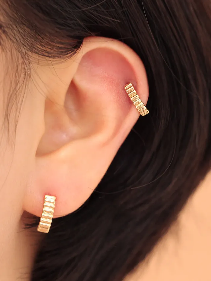 14K Gold Gear Hoop Earring MinimalBijoux Earrings