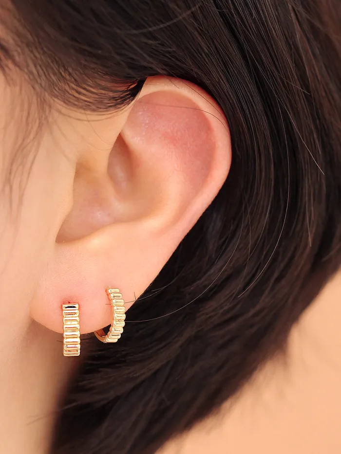 14K Gold Gear Hoop Earring MinimalBijoux Earrings