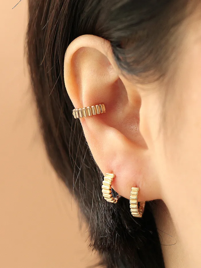 14K Gold Gear Hoop Earring MinimalBijoux Earrings