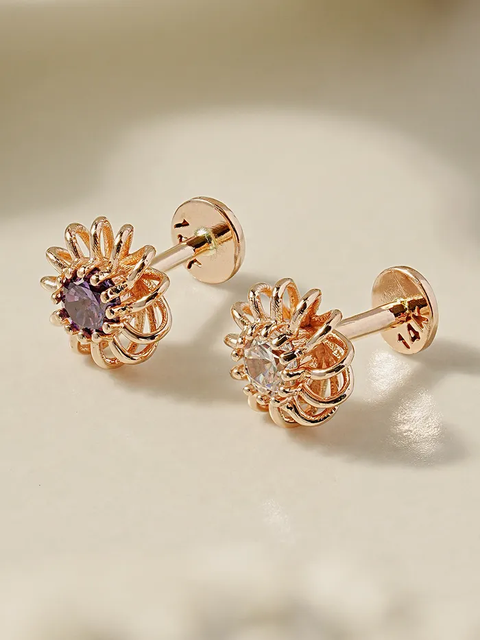 14K Gold Hurricane CZ Labret Piercing 18g16g MinimalBijoux PreStyled Sets 14K Gold Hurricane CZ Labret Piercing 18g16g MinimalBijoux PreStyled Sets
