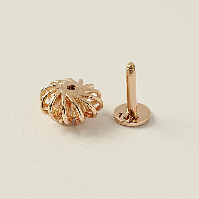 14K Gold Hurricane CZ Labret Piercing 18g16g MinimalBijoux PreStyled Sets