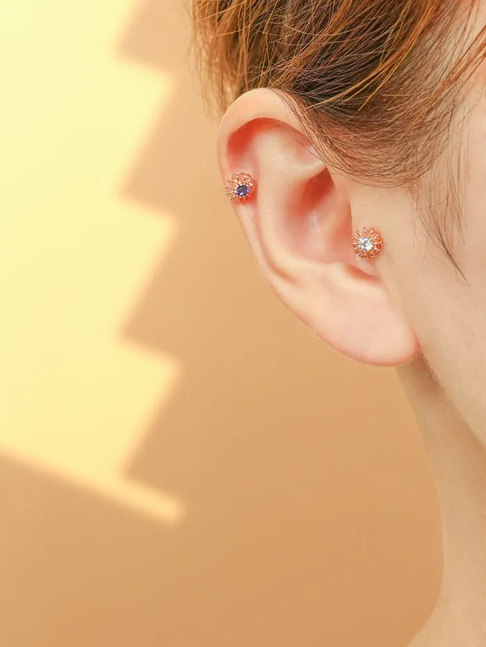 14K Gold Hurricane CZ Labret Piercing 18g16g MinimalBijoux PreStyled Sets