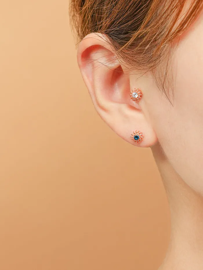 14K Gold Hurricane CZ Labret Piercing 18g16g MinimalBijoux PreStyled Sets