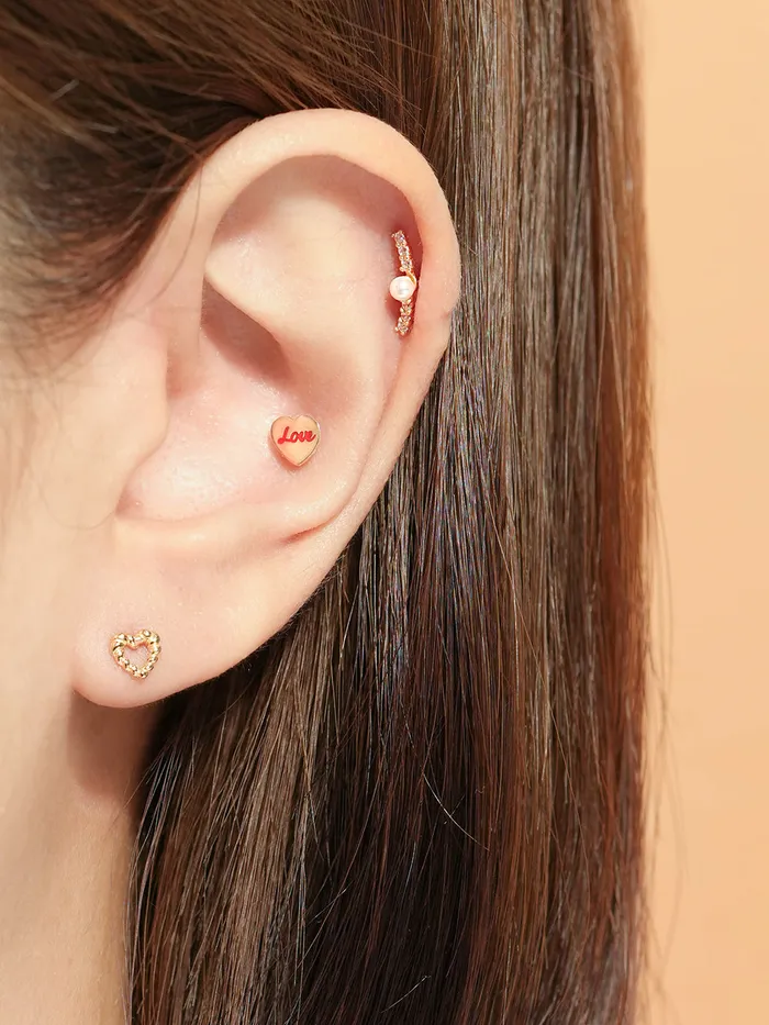 14K Gold Kitsch Love Cartilage Earring 20G MinimalBijoux Earrings