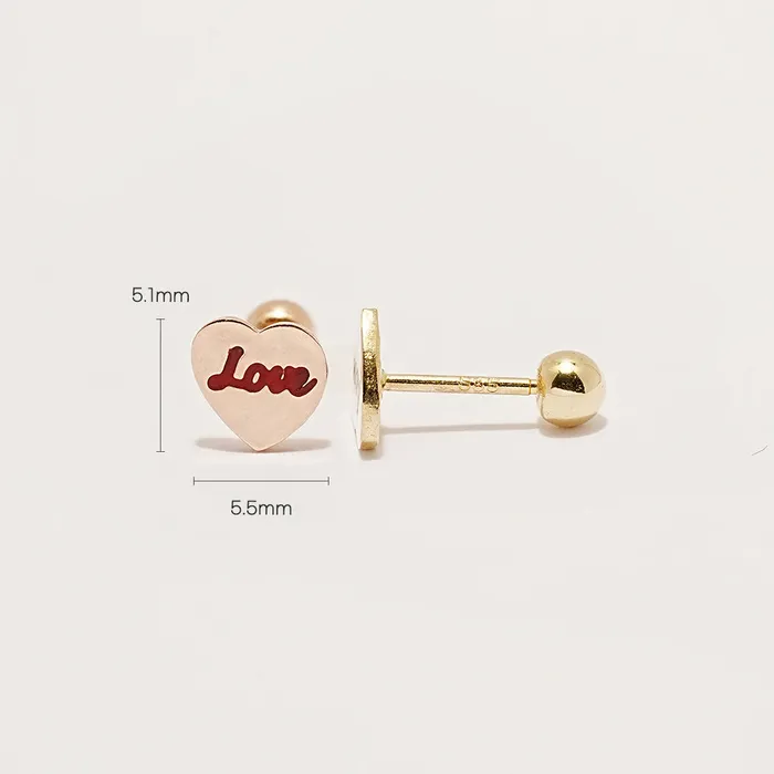 14K Gold Kitsch Love Cartilage Earring 20G MinimalBijoux Earrings