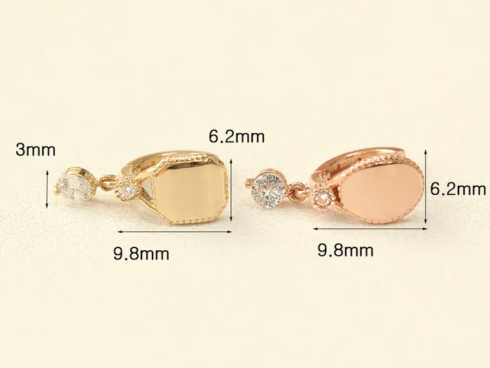 14K Gold Oval Square Cubic Hoop Earring MinimalBijoux Earrings