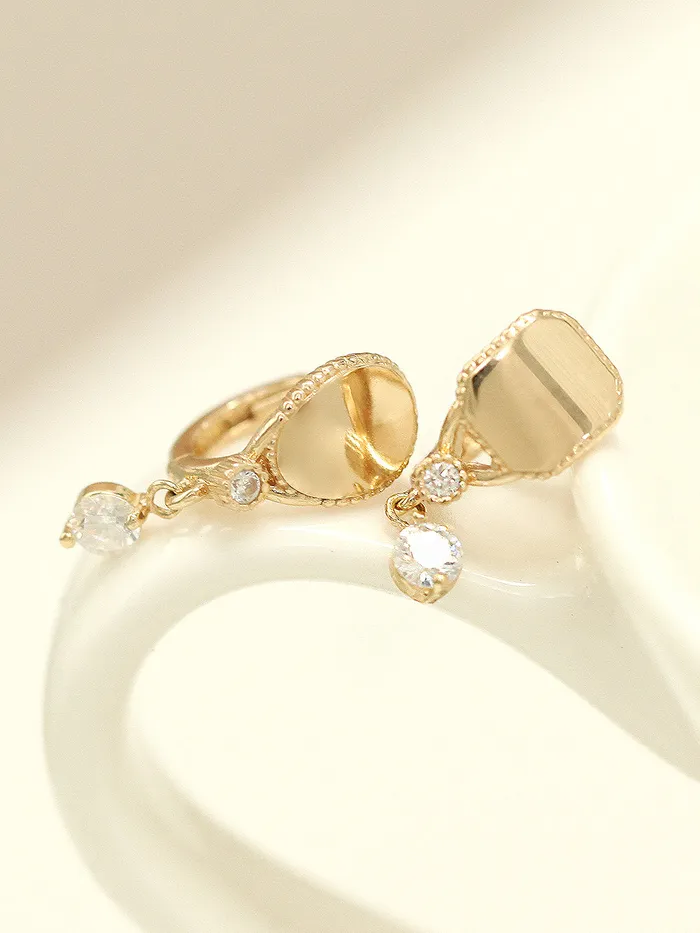 14K Gold Oval Square Cubic Hoop Earring MinimalBijoux Earrings