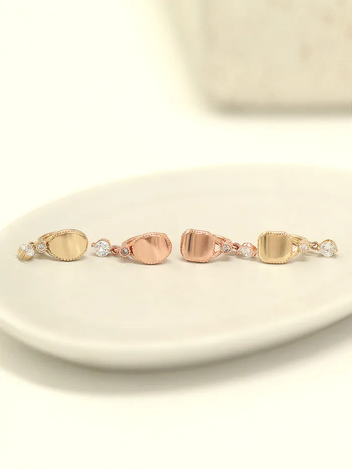 14K Gold Oval Square Cubic Hoop Earring MinimalBijoux Earrings