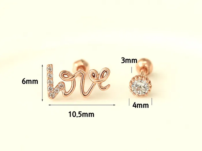 14K Gold Ruby Love and Round CZ Cartilage Earring 18g16g MinimalBijoux Earrings
