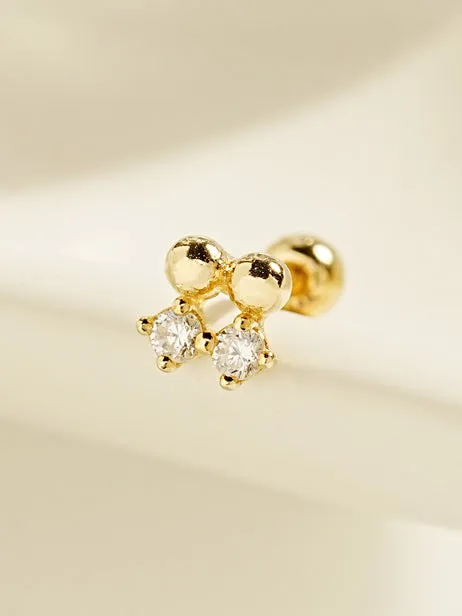 14K Gold Twin Dot Cartilage Earring 20G MinimalBijoux Earrings