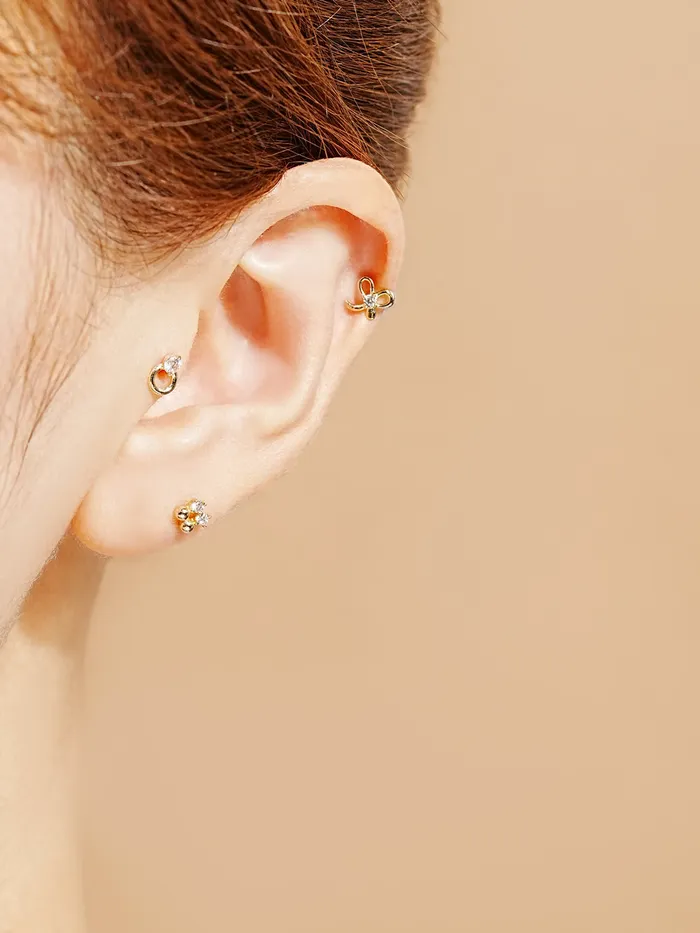 14K Gold Twin Dot Cartilage Earring 20G MinimalBijoux Earrings