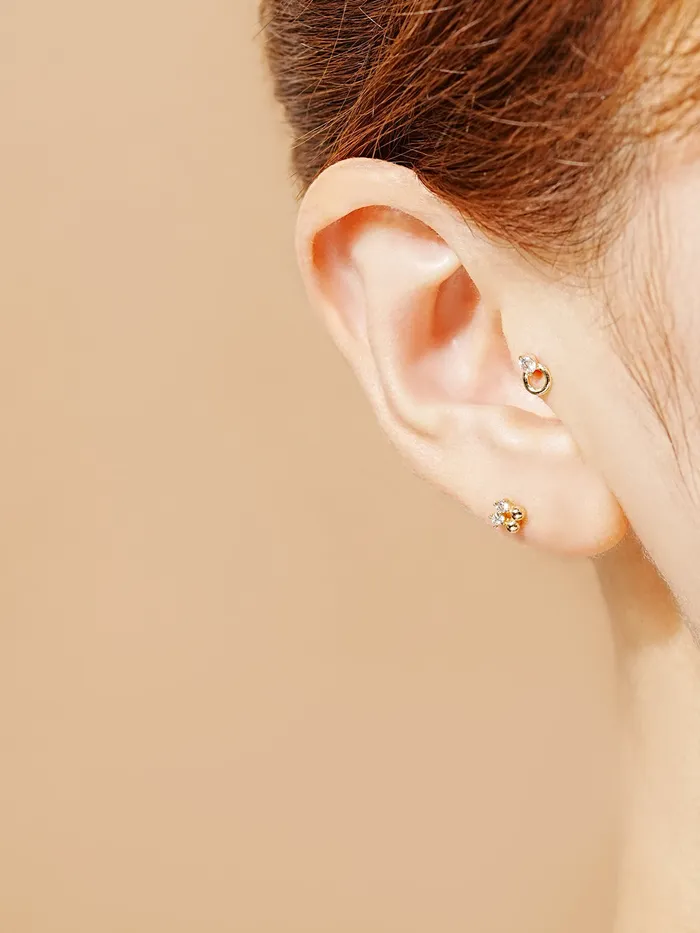 14K Gold Twin Dot Cartilage Earring 20G MinimalBijoux Earrings