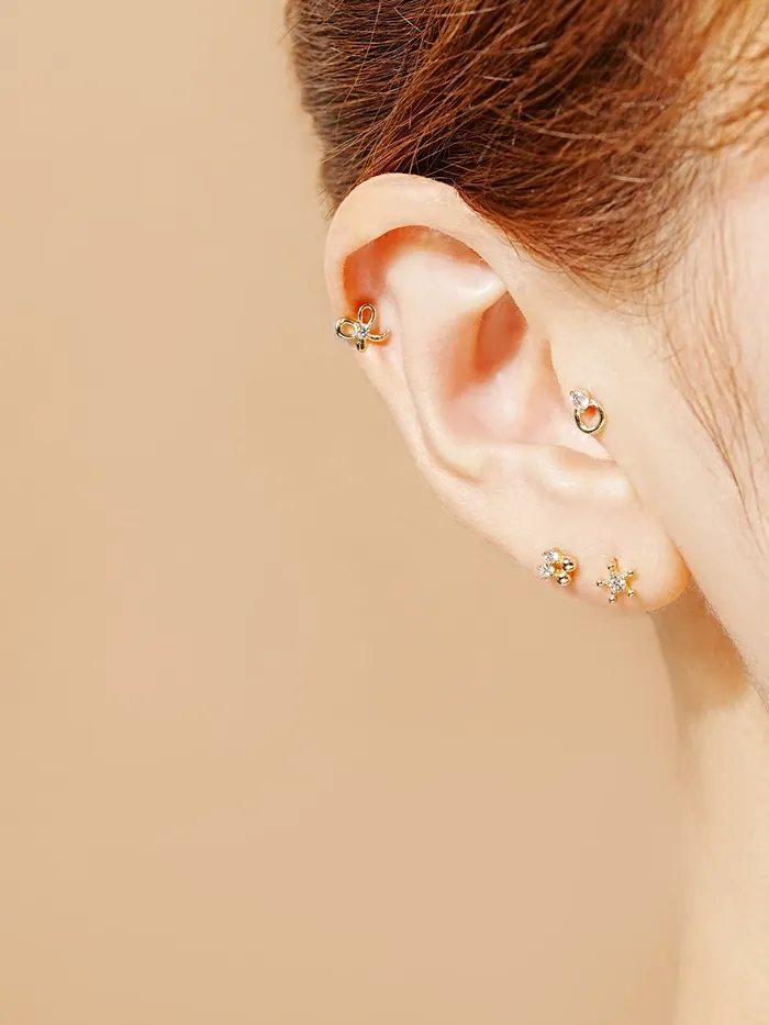14K Gold Twin Dot Cartilage Earring 20G MinimalBijoux Earrings