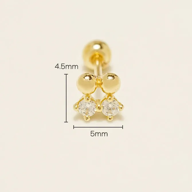 14K Gold Twin Dot Cartilage Earring 20G MinimalBijoux Earrings