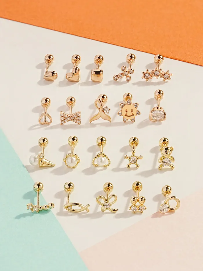 14K Gold Twin Dot Cartilage Earring 20G MinimalBijoux Earrings