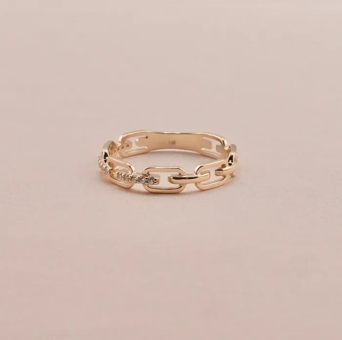 14K Gold Womens Chain Link Ring RG2990 AB and J Rings