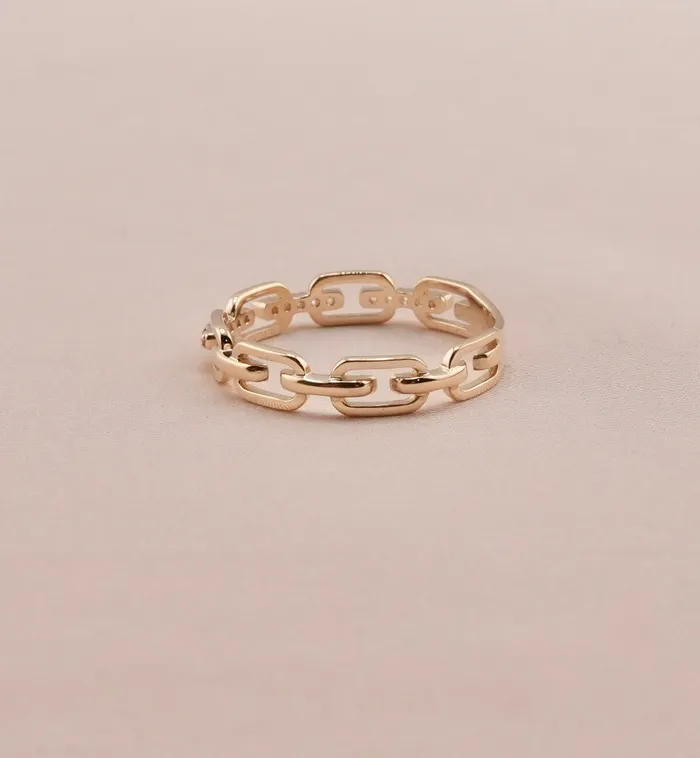 14K Gold Womens Chain Link Ring RG2990 AB and J Rings 14K Gold Womens Chain Link Ring RG2990 AB and J Rings