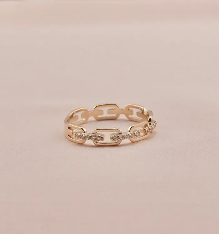 14K Gold Womens Chain Link Ring RG2990 AB and J Rings 14K Gold Womens Chain Link Ring RG2990 AB and J Rings