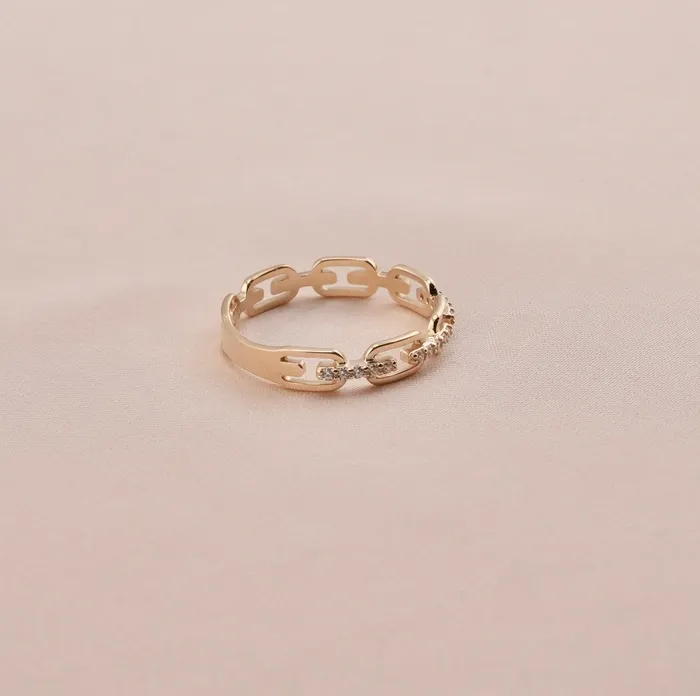 14K Gold Womens Chain Link Ring RG2990 AB and J Rings 14K Gold Womens Chain Link Ring RG2990 AB and J Rings