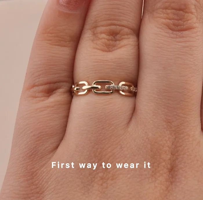 14K Gold Womens Chain Link Ring RG2990 AB and J Rings 14K Gold Womens Chain Link Ring RG2990 AB and J Rings