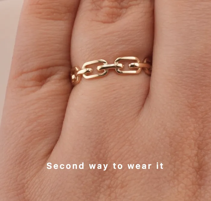 14K Gold Womens Chain Link Ring RG2990 AB and J Rings 14K Gold Womens Chain Link Ring RG2990 AB and J Rings