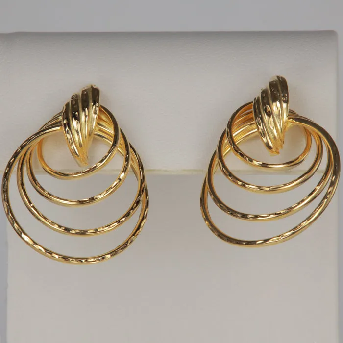 14K Yellow Gold Swirl Loop Earrings Moriartys Gem Art Earrings