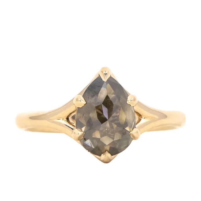 223ct Pear Rosecut Diamond Low Profile Six Prong Split Shank Solitaire in 14k Yellow Gold Anueva Jewelry Earrings 223ct Pear Rosecut Diamond Low Profile Six Prong Split Shank Solitaire in 14k Yellow Gold Anueva Jewelry Earrings