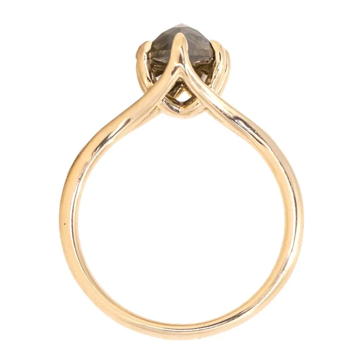 223ct Pear Rosecut Diamond Low Profile Six Prong Split Shank Solitaire in 14k Yellow Gold Anueva Jewelry Earrings
