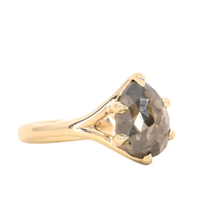 223ct Pear Rosecut Diamond Low Profile Six Prong Split Shank Solitaire in 14k Yellow Gold Anueva Jewelry Earrings