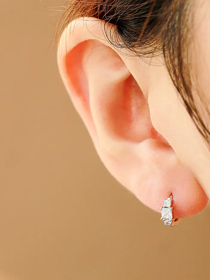 925 Silver Cubic Hoop Earring MinimalBijoux Earrings