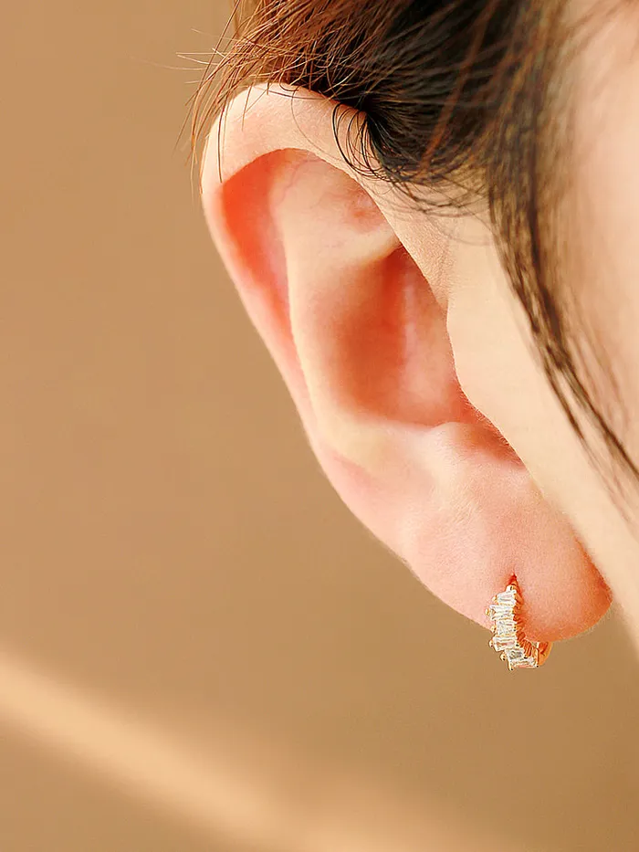 925 Silver Cubic Hoop Earring MinimalBijoux Earrings