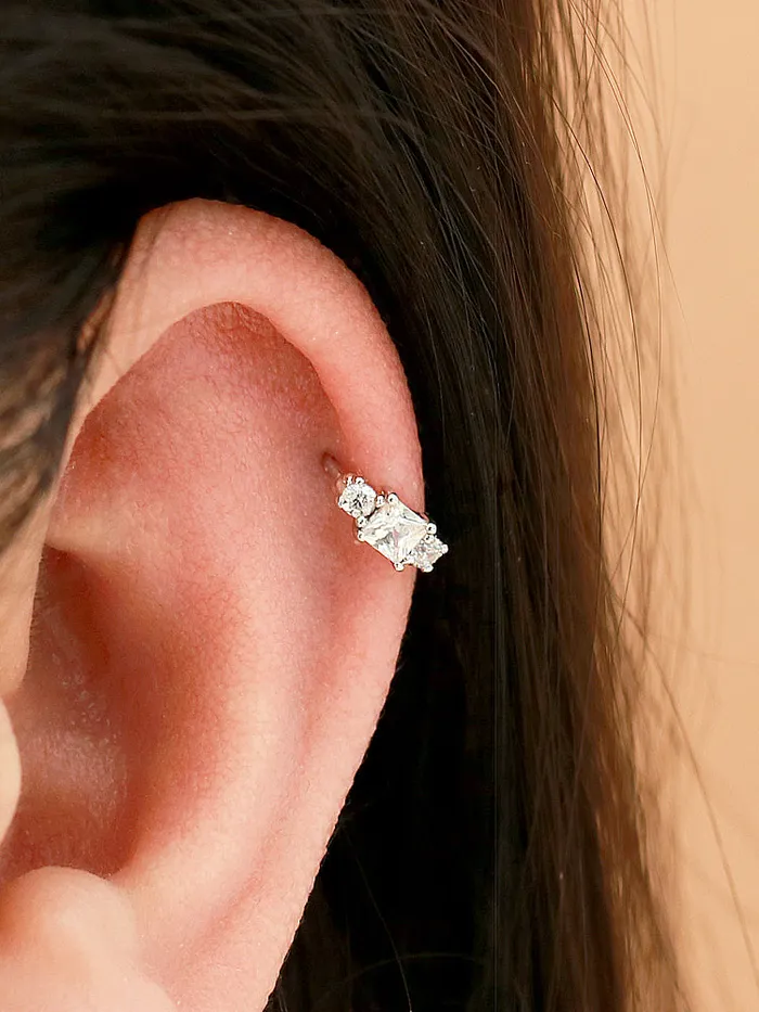 925 Silver Cubic Hoop Earring MinimalBijoux Earrings