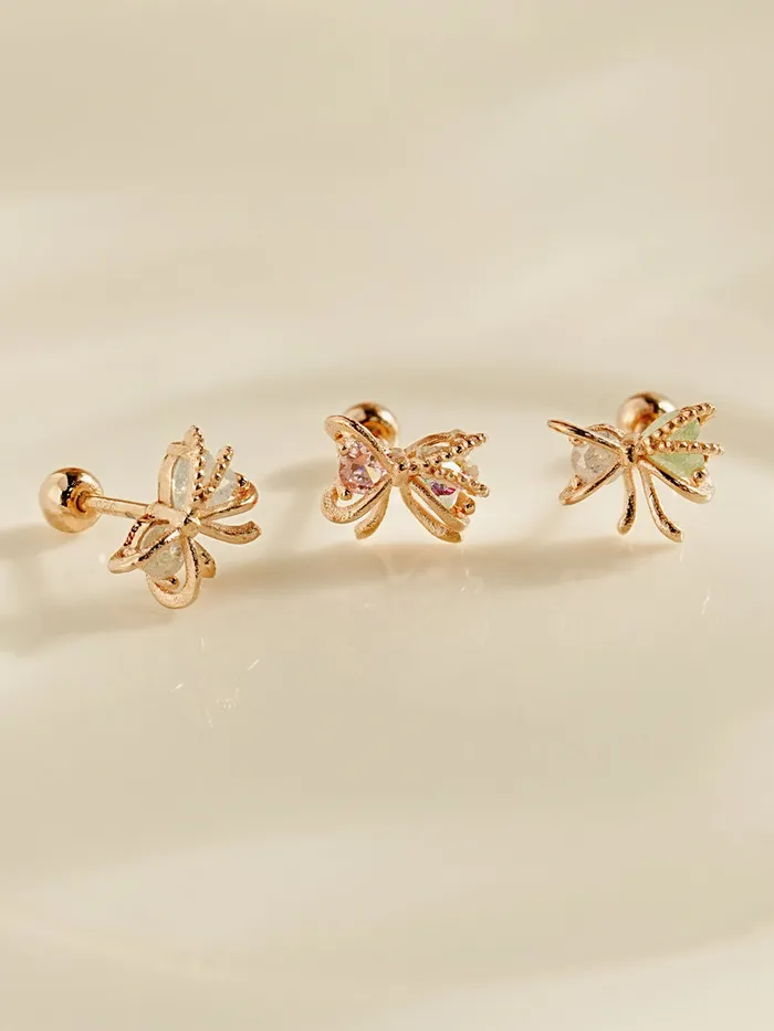925 Silver Dotted Cubic Ribbon Cartilage Earring 20G MinimalBijoux Earrings