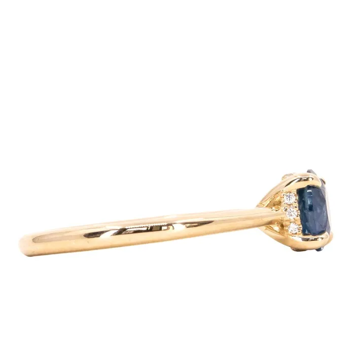 Anueva Jewelry Earrings 126ct Round Nigerian Sapphire Hidden Halo Solitaire in 14k Yellow Gold
