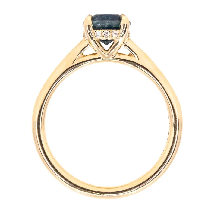 Anueva Jewelry Earrings 126ct Round Nigerian Sapphire Hidden Halo Solitaire in 14k Yellow Gold