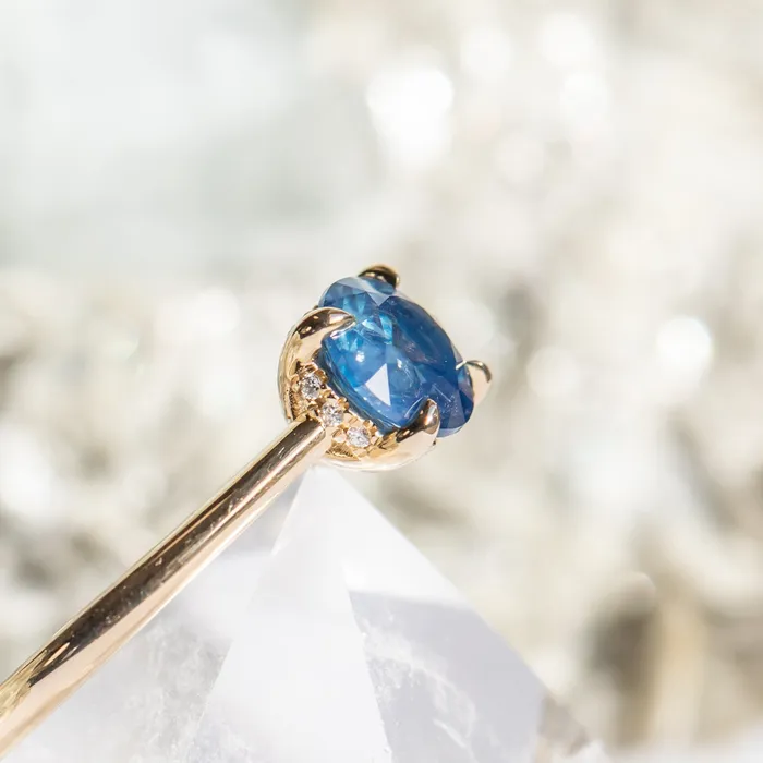 Anueva Jewelry Earrings 126ct Round Nigerian Sapphire Hidden Halo Solitaire in 14k Yellow Gold