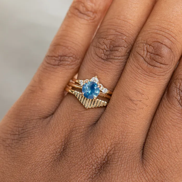 Anueva Jewelry Earrings 126ct Round Nigerian Sapphire Hidden Halo Solitaire in 14k Yellow Gold