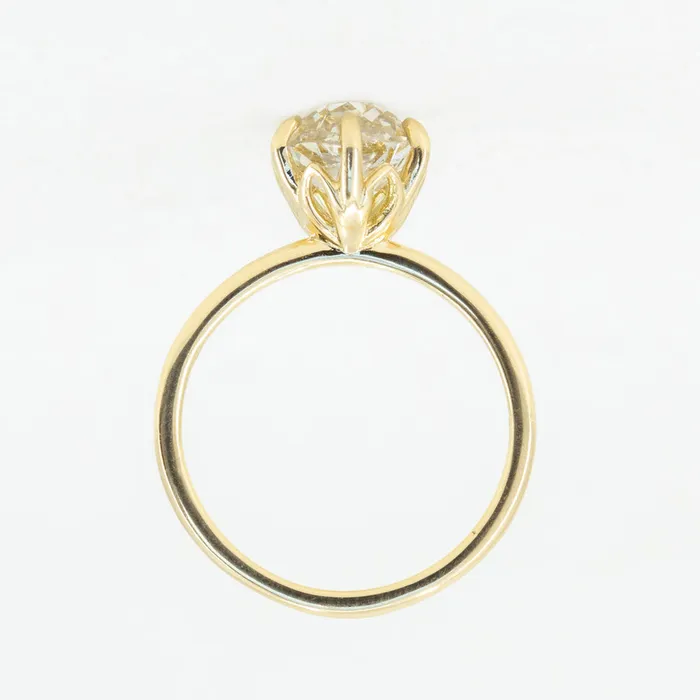 Anueva Jewelry PreStyled Sets 215ct Antique Old Mine Cut Diamond in 18k Yellow gold Lotus Six Prong Solitaire