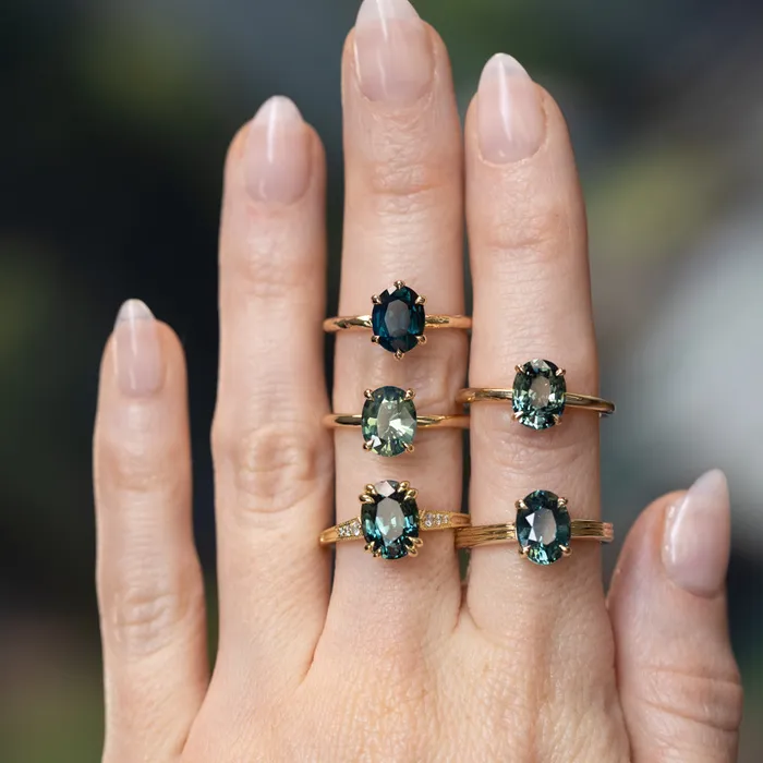 Anueva Jewelry Rings 319ct Untreated Oval Madagascar Sapphire and Diamond Vintage Cathedral Double Prong Ring in 18k Yellow Gold
