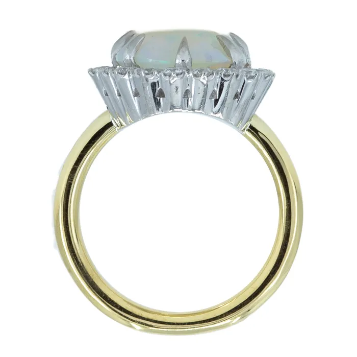 Anueva Jewelry Rings Pear Opal And Diamond Halo Ring In 14k Yellow And White Gold