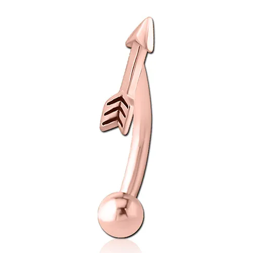 Arrow Rose Gold Eyebrow Barbell Tulsa Body Jewelry Earrings