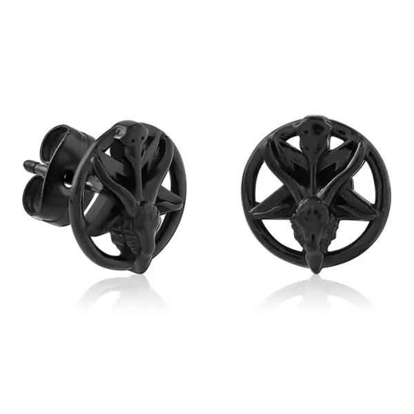 Baphomet Black Stud Earrings Tulsa Body Jewelry Earrings