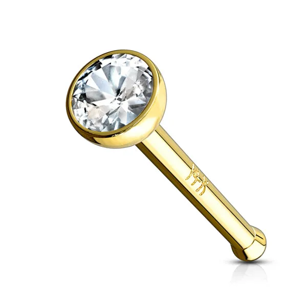 Bezel CZ Yellow 14k Gold Nose Bone Tulsa Body Jewelry PreStyled Sets
