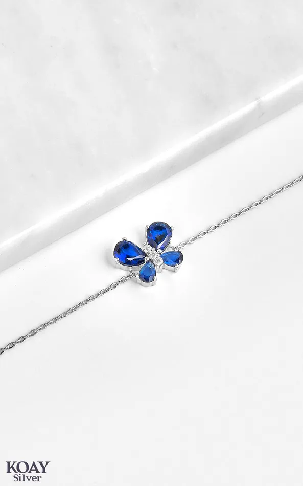 Bracelets KOAY Silver Store Zircon Blue Butterfly Bracelet