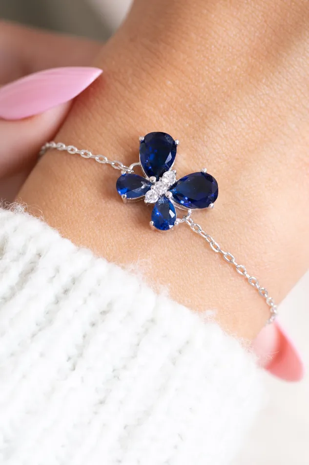 Bracelets KOAY Silver Store Zircon Blue Butterfly Bracelet Bracelets KOAY Silver Store Zircon Blue Butterfly Bracelet