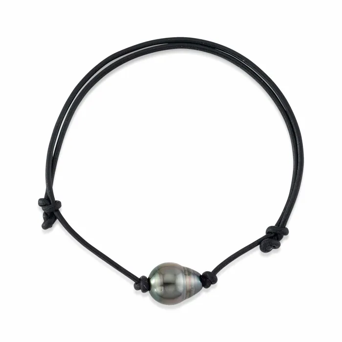 Bracelets SPT Tahitian Baroque Pearl Leather Adjustable Bracelet for Women