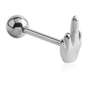 Bracelets Tulsa Body Jewelry Middle Finger Stainless Tongue Barbell