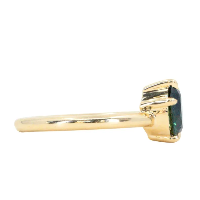 CALEB QUASHEN Rings 102ct Teal Pear Sapphire and Antique Diamond Toi Et Moi Ring in 18k Yellow Gold